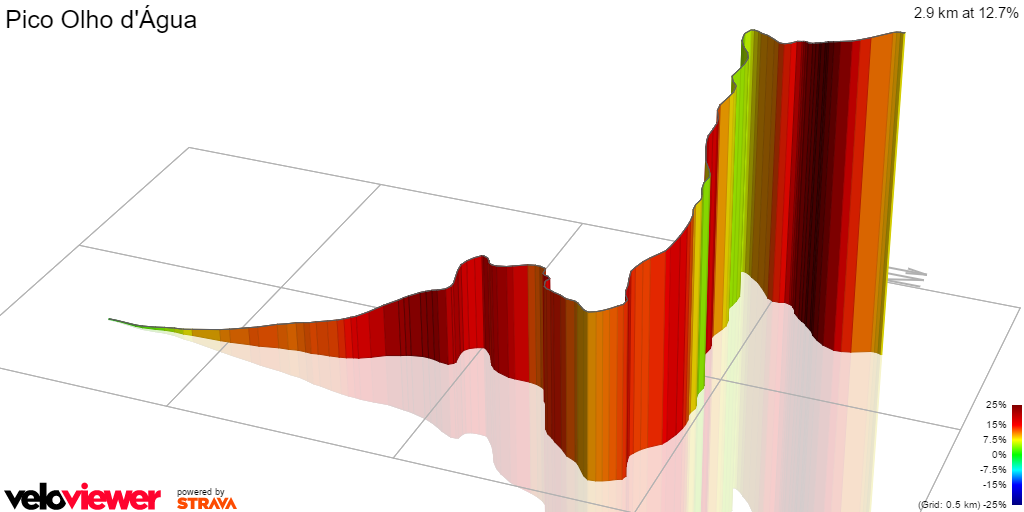 3D Elevation profile image for Pico Olho d'Água