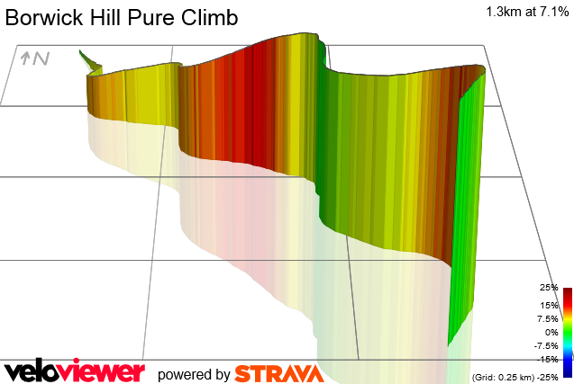 3D Elevation profile image for Borwick Hill Pure Climb