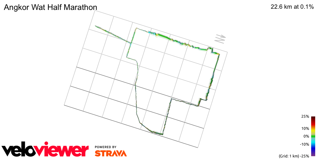 3D Elevation profile image for Angkor Wat Half Marathon