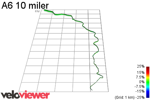 3D Elevation profile image for A6 10 miler