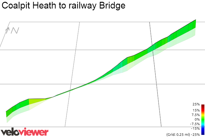 3D Elevation profile image for Coalpit Heath to railway Bridge
