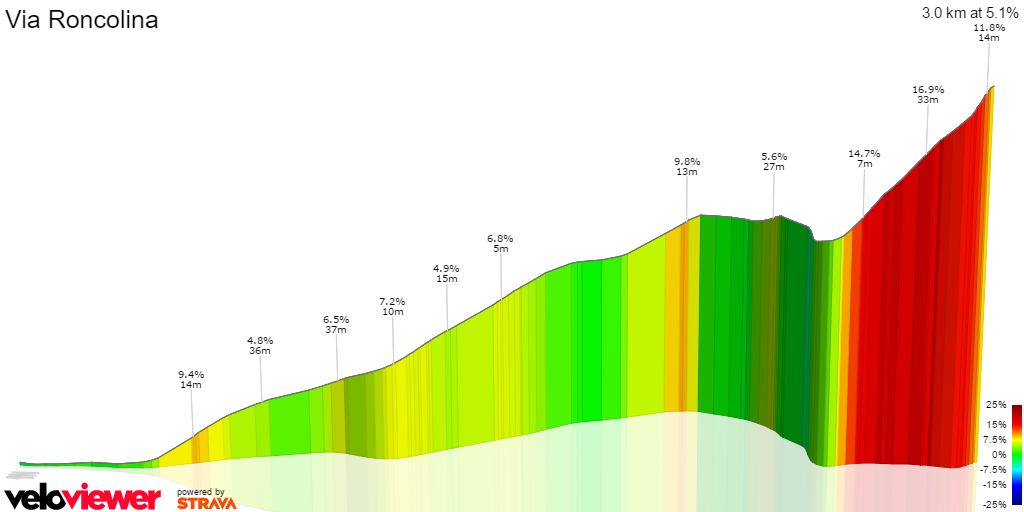 3D Elevation profile image for Via Roncolina