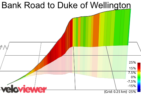 3D Elevation profile image for Bank Road to Duke of Wellington