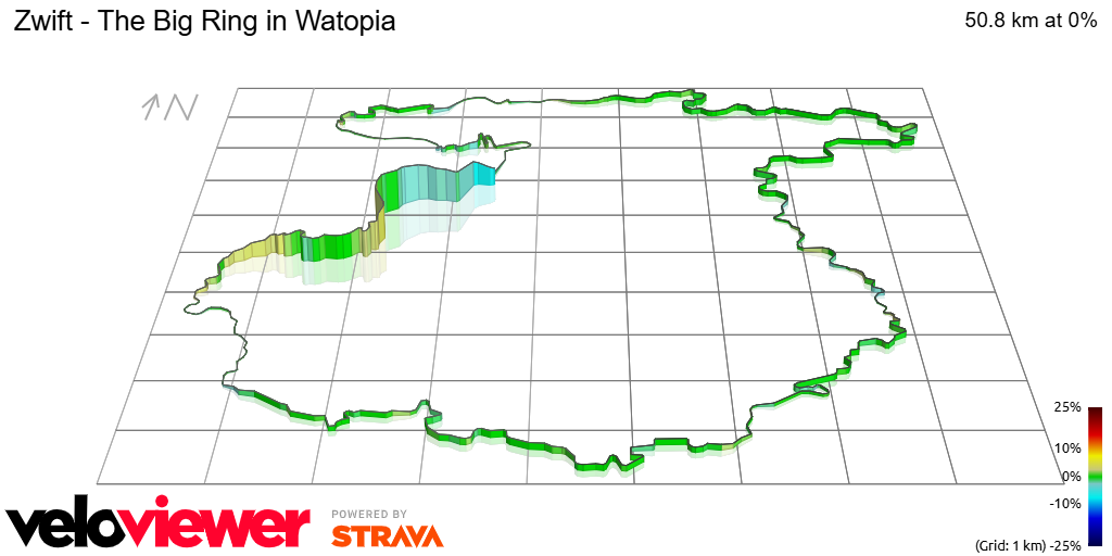 3D Elevation profile image for Zwift - The Big Ring in Watopia