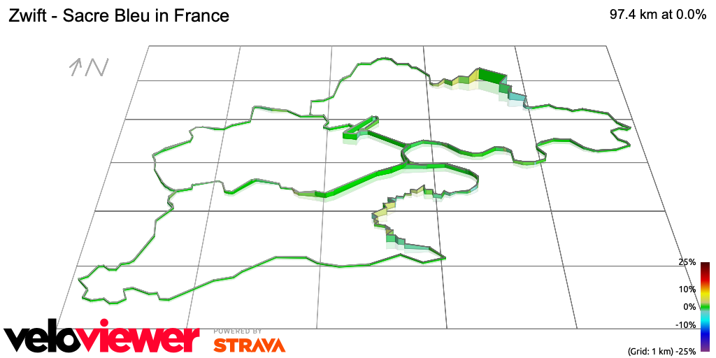 3D Elevation profile image for Zwift - Sacre Bleu in France