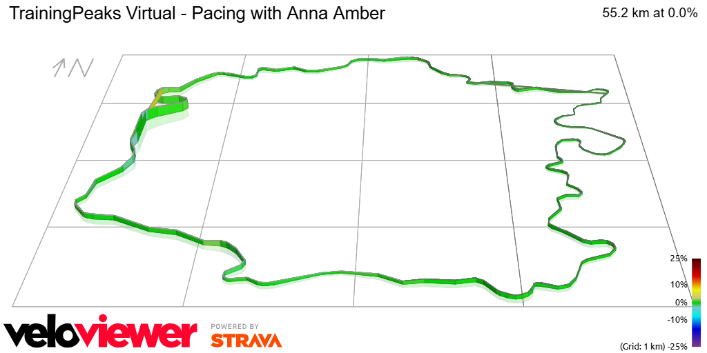 3D Elevation profile image for TrainingPeaks Virtual - Pacing with Anna Amber