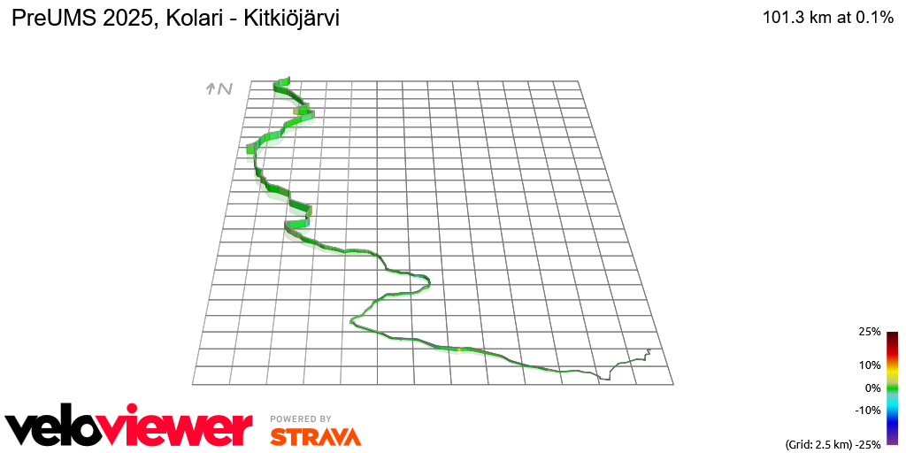3D Elevation profile image for PreUMS 2025, Kolari - Kitkiöjärvi