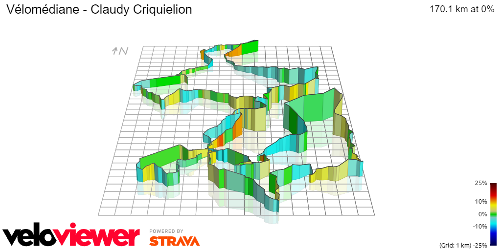 3D Elevation profile image for Vélomédiane - Claudy Criquielion