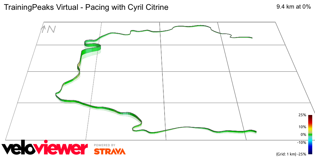 3D Elevation profile image for TrainingPeaks Virtual - Pacing with Cyril Citrine