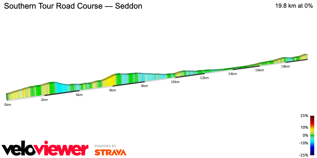 2D Elevation profile image for Southern Tour Road Course — Seddon